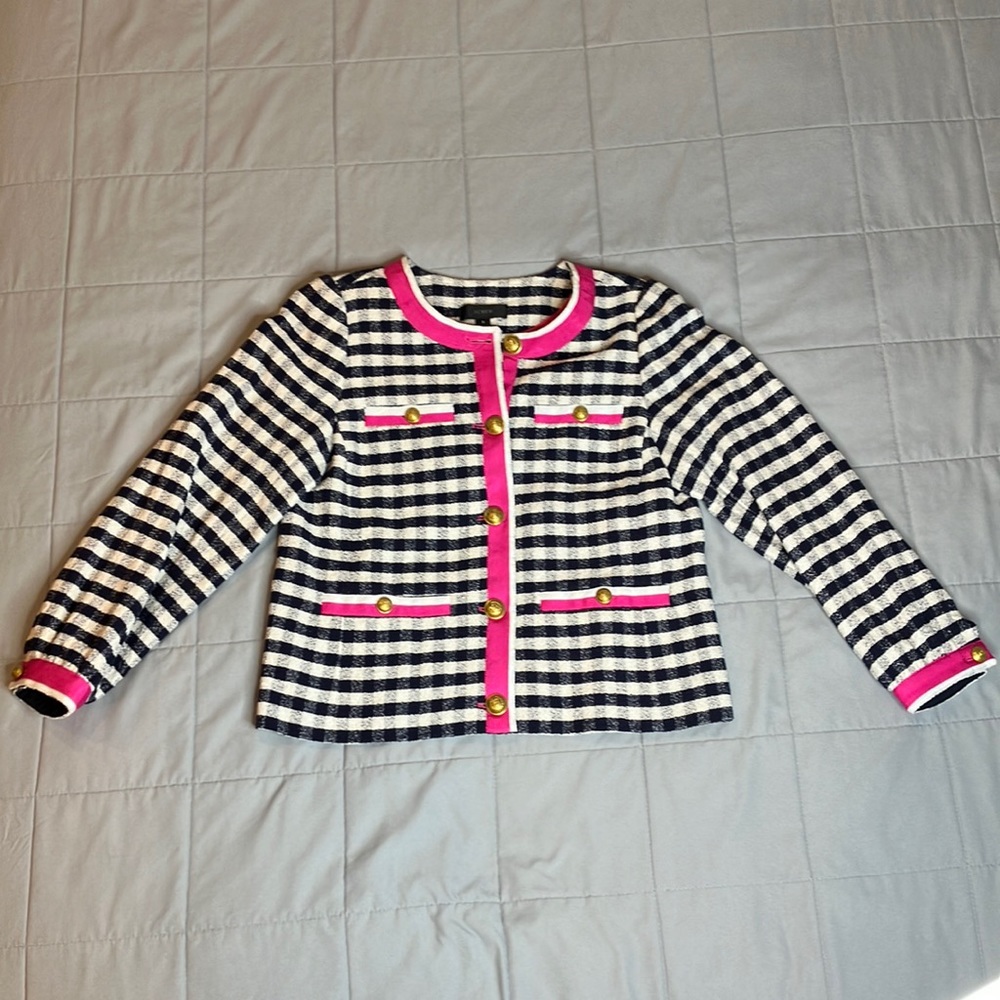NWT J Crew Women’s Blazer 8 Navy, Cream, Fuchsia